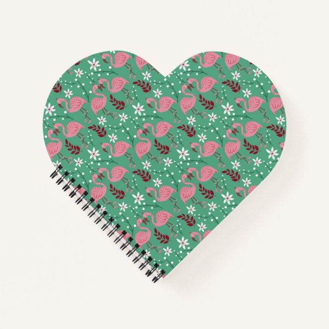 Carnet Floral flamingo sans couture motif rose vert (Devant)