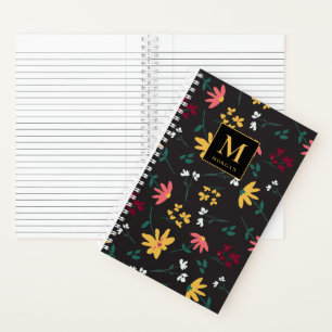 Carnet Floral Fleur sauvage Moderne Monogramme Personnali