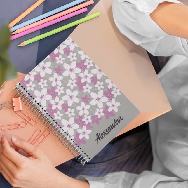 Carnet Floral fleurs de cerises personnalisées (Cherry Blossoms print notebook for journal. Customizable and great for back to school gift. )