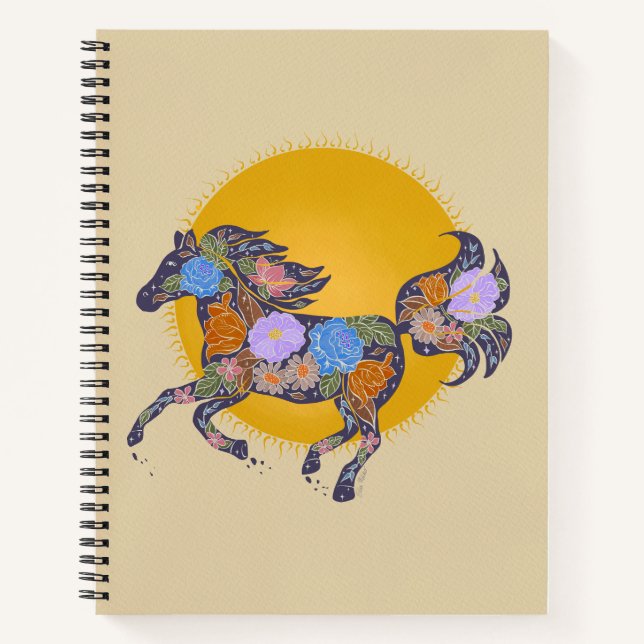 Carnet Floral Horse Silhouette_Carnet pourpre (Devant)
