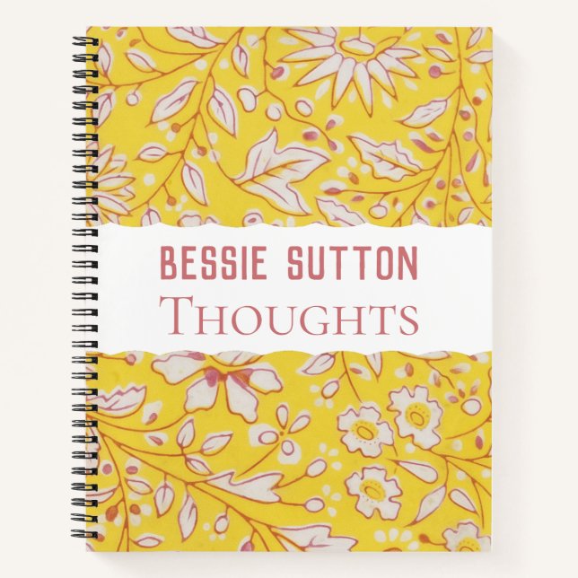 Carnet Floral Jaune personnalisable (Devant)