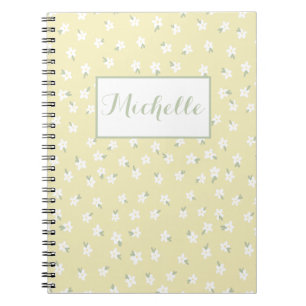 Carnet floral jaune personnalisé