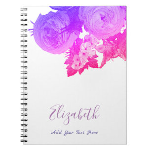 Carnet Floral Modèle Elégant Aquarelle Fleurs Roses