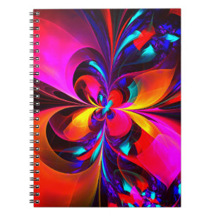 Carnet Floral moderne Art Abstrait Rouge Bleu Motif #07