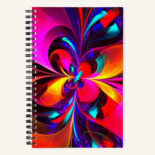 Carnet Floral moderne Art Abstrait Rouge Bleu Motif #07 (Recto)