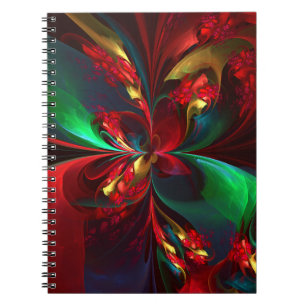 Carnet Floral moderne Art Abstrait Rouge Vert Motif #11