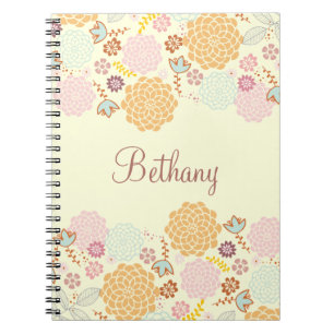 Carnet Floral moderne de fantaisie féminin personnalisé