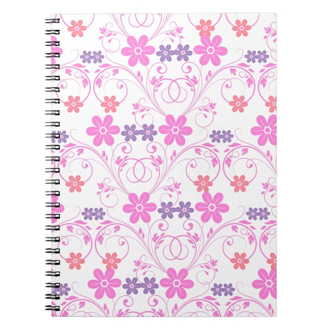 Carnet Floral moderne violet rose (Devant)