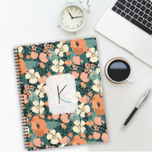 Carnet Floral monogramme personnalisé