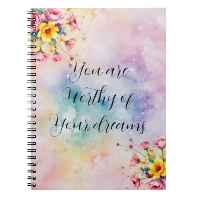 Carnet Floral Motivational Notebook | Aesthetic Pastal (Devant)