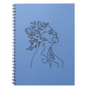 Carnet Floral Neutre Minimaliste Femme Face line Art