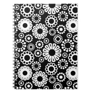 Carnet floral noir et blanc
