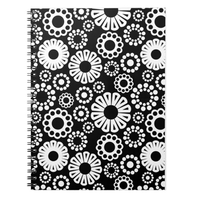 Carnet floral noir et blanc (Devant)