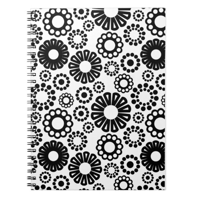 Carnet floral noir et blanc (Devant)