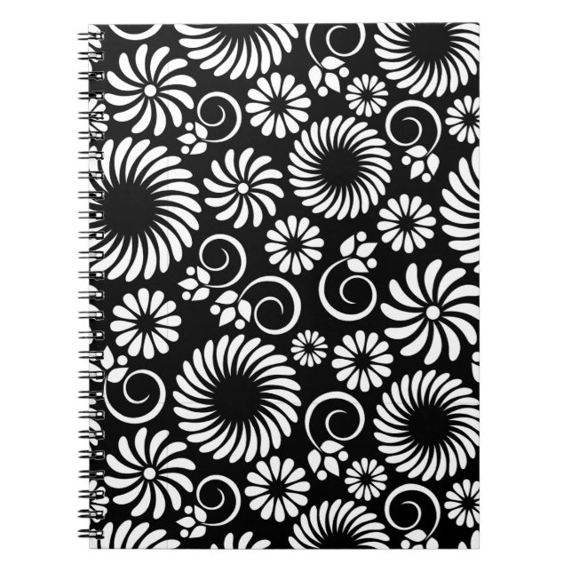 carnet floral noir et blanc (Devant)