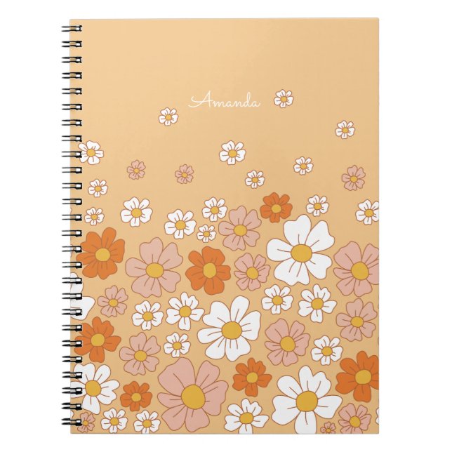 Carnet Floral orange et blanc (Devant)