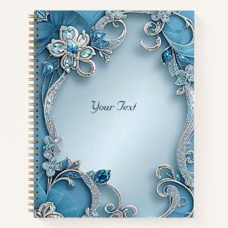 Carnet Floral Orné Bleu