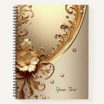 Carnet floral orné doré
