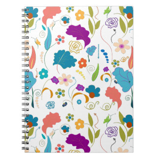 Carnet Floral Pattern, Vibrant Design, Orange and Blue, G