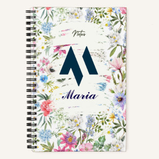 Carnet floral personnalisé avec M initial