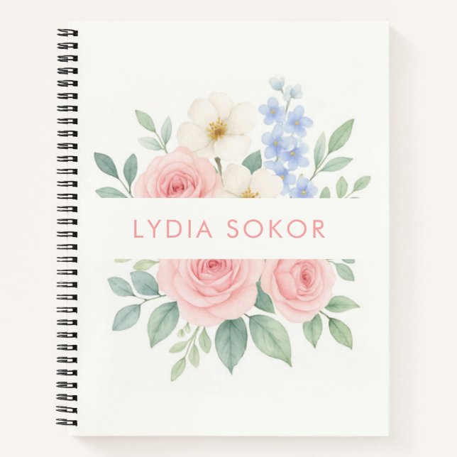 Carnet floral personnalisé avec nom (Devant)