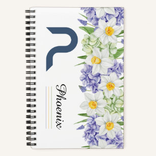 Carnet floral personnalisé avec P initial