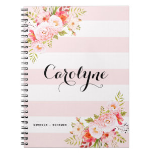 Carnet Floral Personnalisé Féminin rose