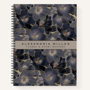 Carnet Floral personnalisé Navy Blue & Taupe