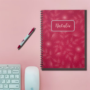Carnet Floral personnalisé Whimsical en bleu-rouge