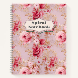 Carnet floral Rose antique -8,5 po x 11 po