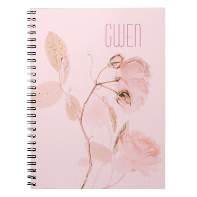 Carnet Floral rose doux Personnalisé (Devant)
