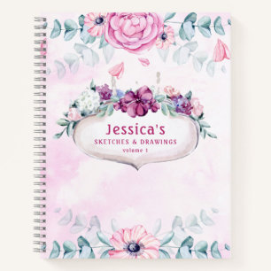 Carnet Floral rose   Esquisses et dessins vides
