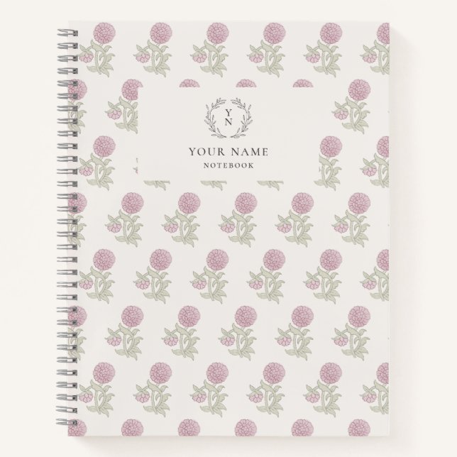 Carnet floral rose inspiré par le logo (Devant)
