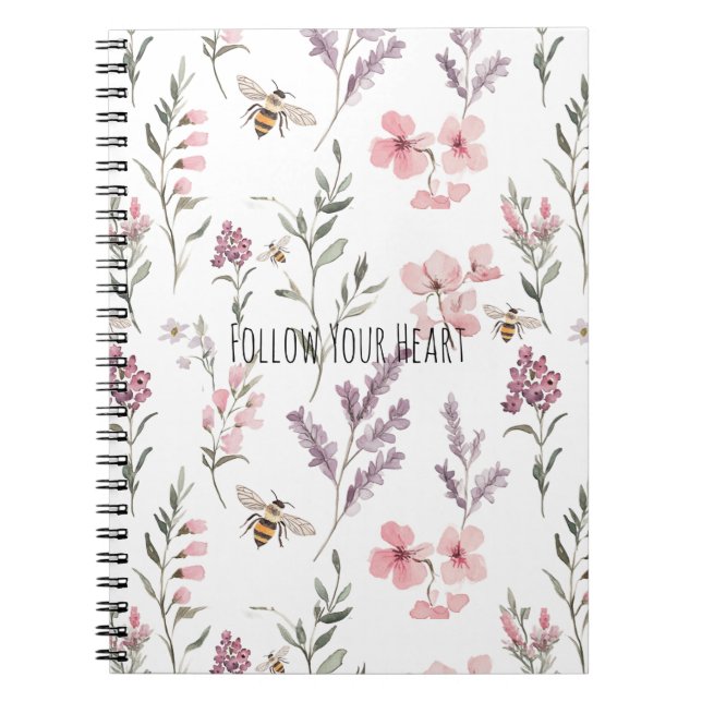 Carnet Floral Rose Lavande (Devant)