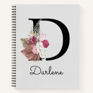 Carnet Floral rose moderne D initial