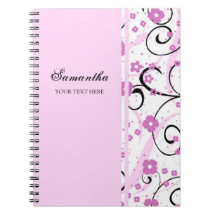 Carnet floral rose nommé fait sur commande