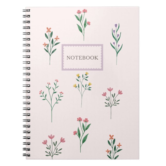 Carnet floral rose personnalisé (Devant)