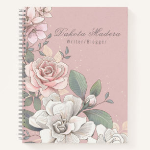 Carnet Floral Rose rose et ivoire classique