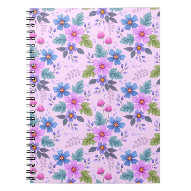 Carnet Floral Rose Violet Fleurs Motif-36841 (Devant)