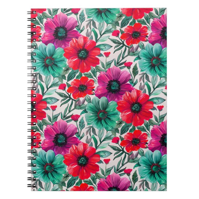 Carnet Floral rustique mode rétro motif (Devant)