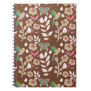 Carnet Floral seamless pattern flowers, leaves, butterfly
