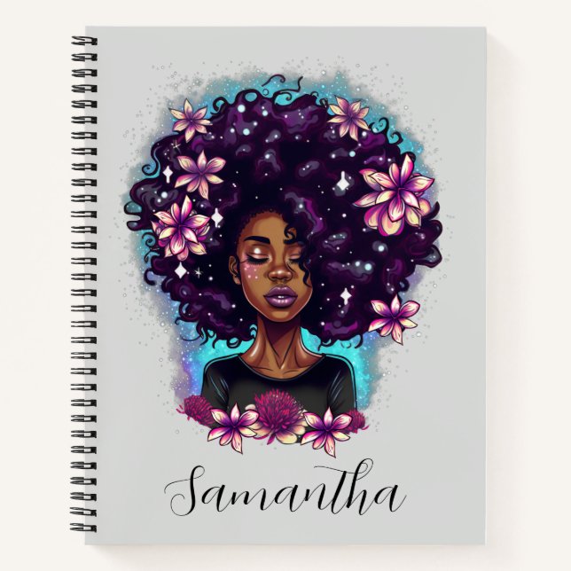 Carnet Floral Sparkling Afro Femme (Devant)