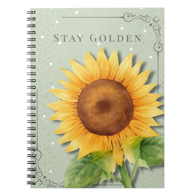 Carnet floral Tournesol | Journal Restez Doré (Devant)