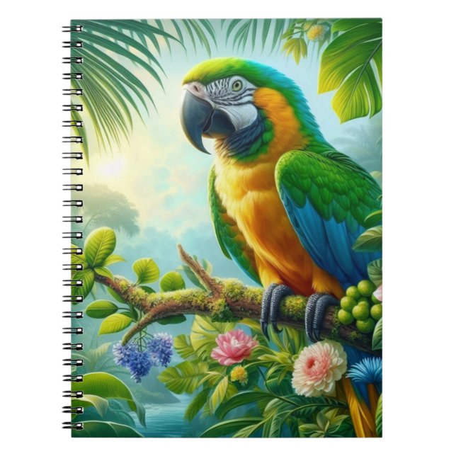 Carnet Floral tropical macaw vert (Devant)