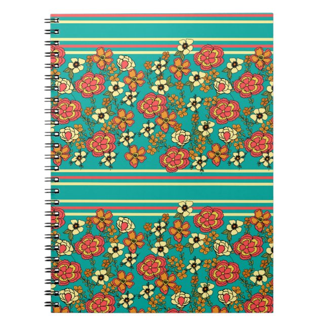 Carnet floral turquoise (Devant)