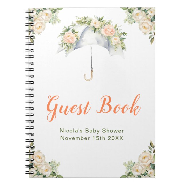 Carnet Floral Umbrella Baby Shower Guest Book (Devant)