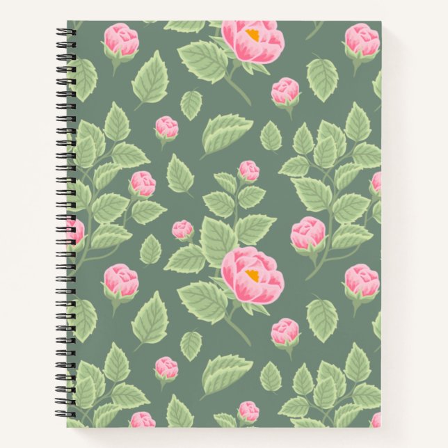 Carnet Floral vert et rose (Devant)