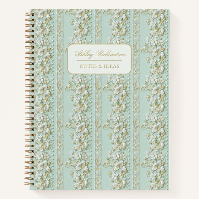 Carnet floral vert personnalisé (Devant)