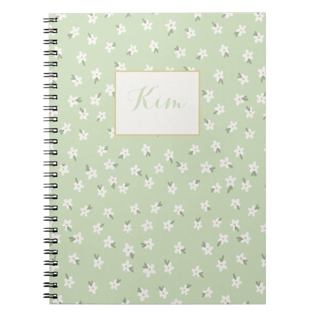 Carnet floral vert personnalisé (Devant)