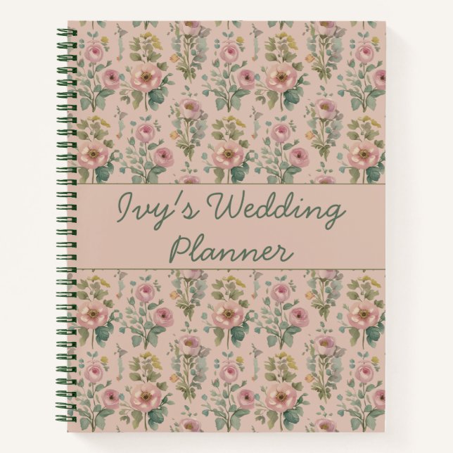 Carnet Floral Vintage Anémone Personnalisable | (Devant)